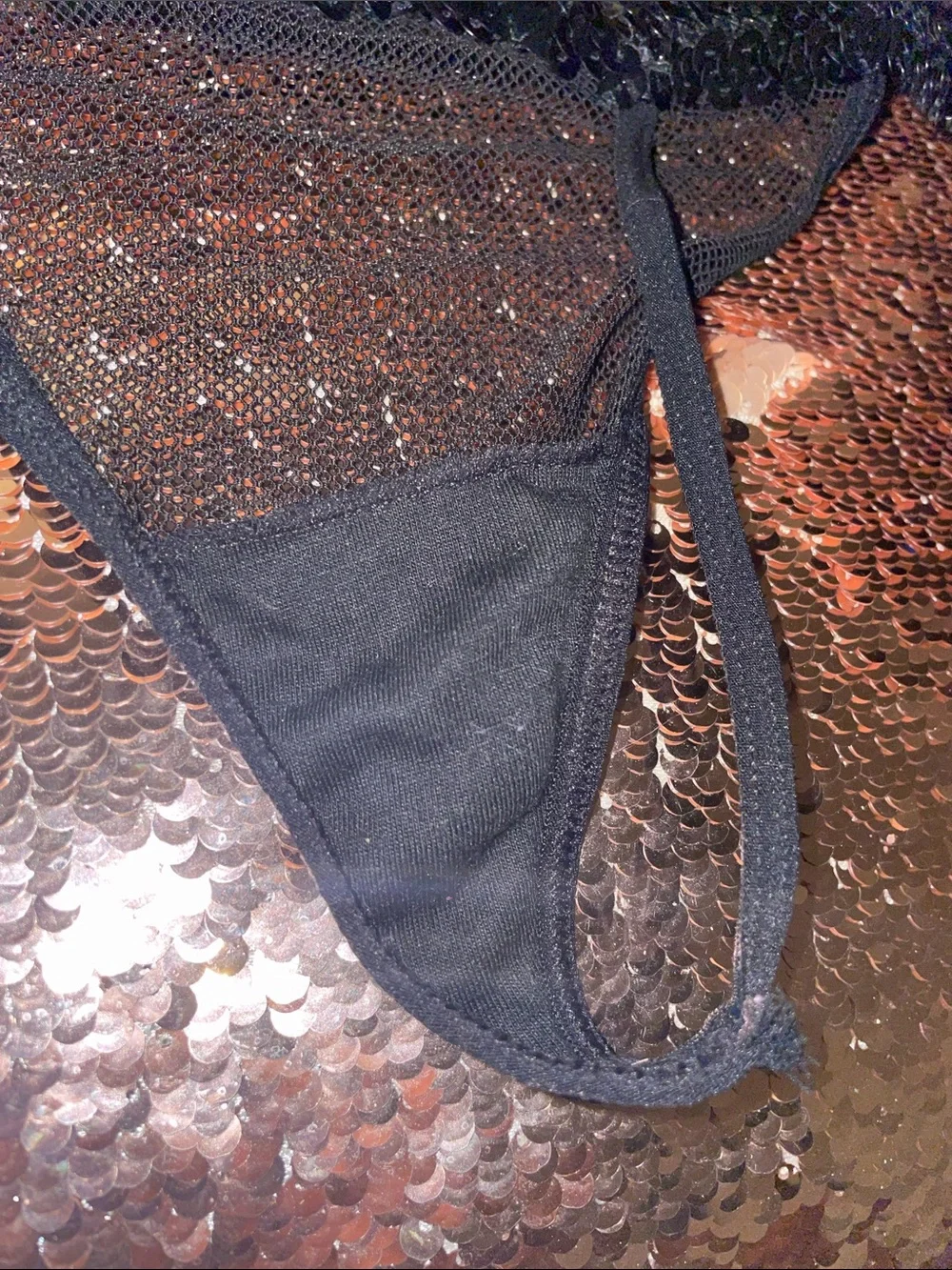 Black Sequin Thong - Well Worn
